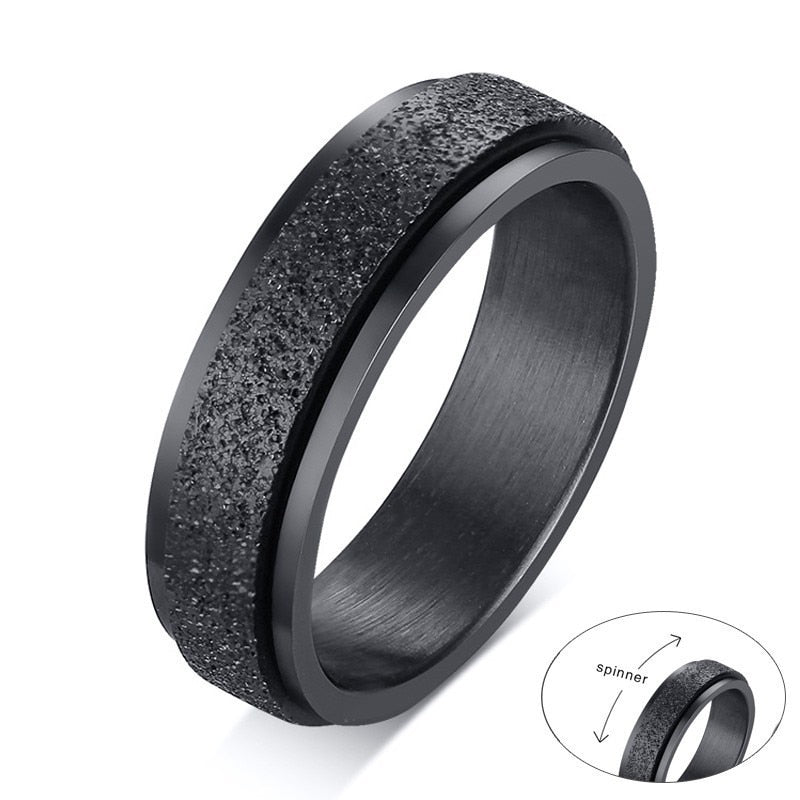 Vnox 6MM Stainless Steel Spinner Rings for Men Jewelry Sandblast Finished