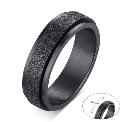 Vnox 6MM Stainless Steel Spinner Rings for Men Jewelry Sandblast Finished