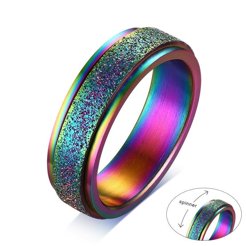 Vnox 6MM Stainless Steel Spinner Rings for Men Jewelry Sandblast Finished