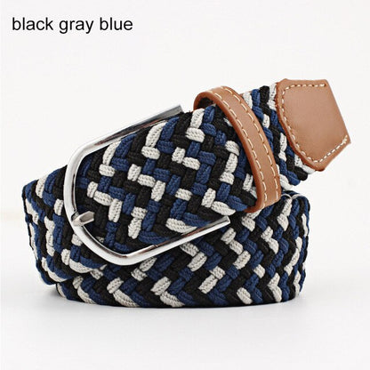 Women Belt Striped Elastic Men Belt Casual Fashion Jeans Dress Pin Buckle Waist Belts