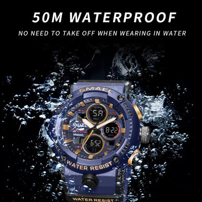 SMAEL 8038 Sport Watch Men Waterproof LED Digital Watches Stopwatch Big Dial Clock For Male 8038 relogio masculino Men Watches Quartz