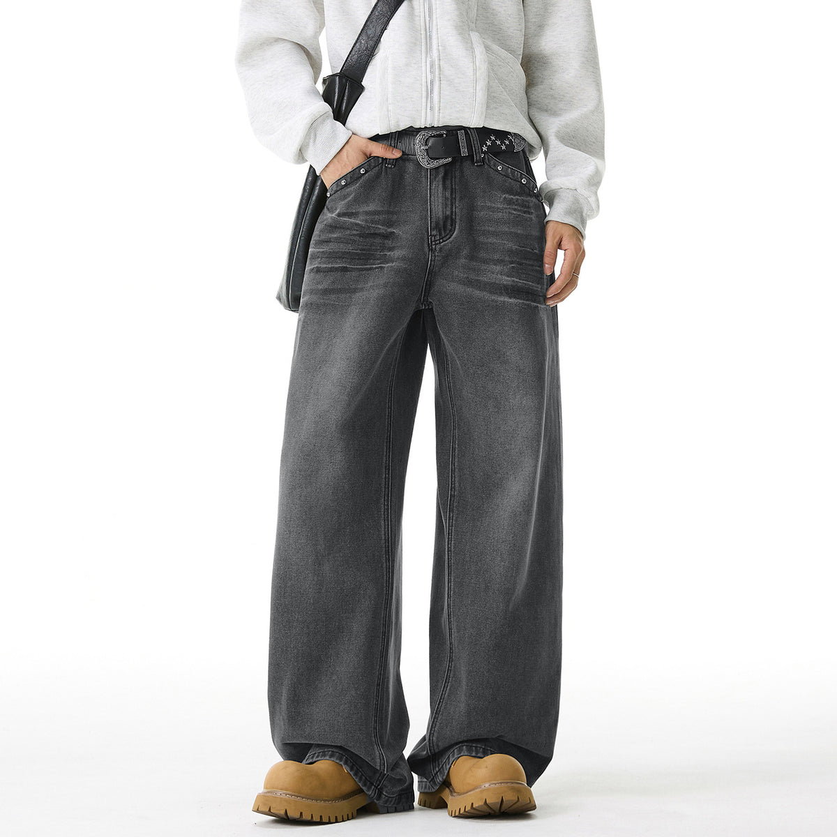 Washed denim jeans for men