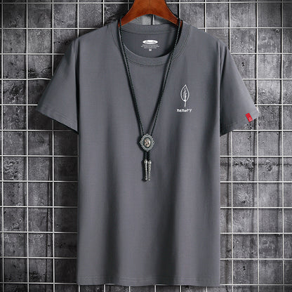 JFUNCY S-6XL Oversize Men Cotton Tee Tops Summer Short Sleeve Men's T-shirt Leaf Print Male Casual Tshirt Graphic T Shirts