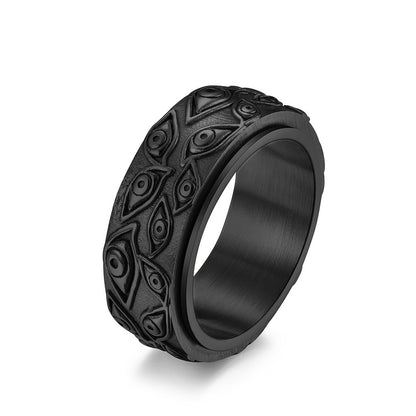 Eye Pattern Stainless Steel Ring Men Can Be Rotated To Move Vintage Titanium Steel Finger Ring Hand Jewelry