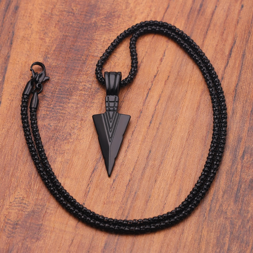 Men's  Design Matte Black Long Necklace with Arrow Pendant Jewelry Chain Hip Hop Punk Rock Christmas Halloween Gift For Men Wome
