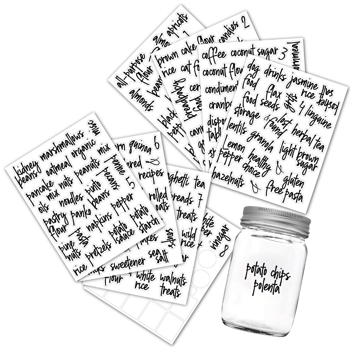 Pantry Labels 168 Pantry Storage Stickers Waterproof and Oilproof Food Label Stickers